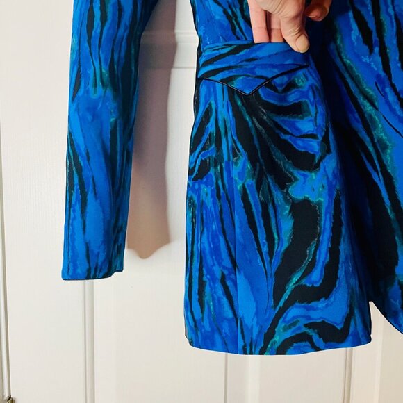 DVF Blue Leopard Blazer Sz 4 - Picture 3 of 4